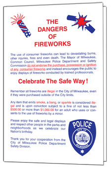Click to open The Dangers of Fireworks brochure.