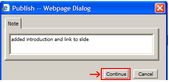 The Publish Page dialog box