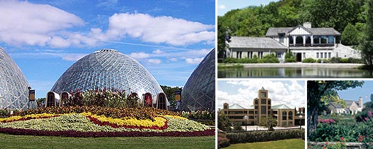 Mitchell Park Domes, Brown Deer Boathouse, Downtown Transit Center, Boerner Botanical Gardens Garden House
