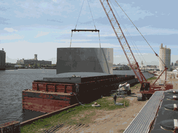 River Barge docked at Advance Boiler and Tank