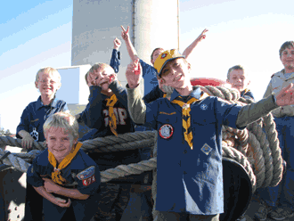 Den leader Mary Maxey of Pack 474 Den 6 at the Lincoln Elementry School of Wauwatosa, I came to the Port to finalize their requirement for the boys to earn their Wolf Badge.