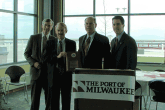 Port Director Eric Reinelt, Board President Dan Steininger, Seaway Administrator Collister Johnson Jr and County Executive Scott Walker
