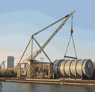 5 Large silos were unloaded in July for a local power plant expansion and transfered to river barge and truck