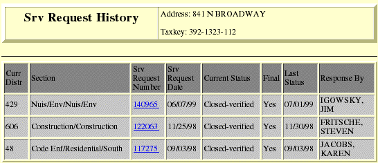 Service Request History