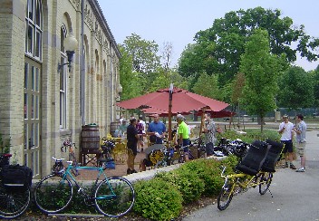 Task Force members meet for coffee at Alterra on the lake before touring new bike facilites