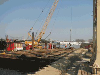 MMSD project at Jones Island using deck barges